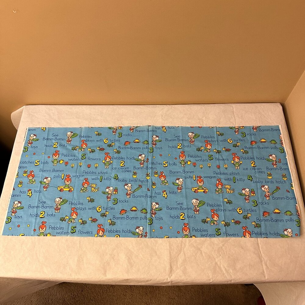 19" x 45" Vintage Flintstones Pebbles and Bam Bam Counting Pattern Fabric Cloth